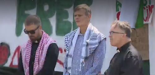 ure 23: Interfaith press conference at the Encampment on May 4. Image credit: Fox 5 San Diego video screen grab [87]